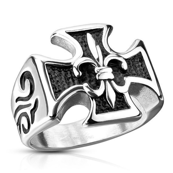 New stainless steel lron‎ cross ring size 9 - Picture 2 of 2